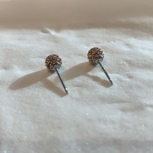 Hillberg and Berk rose gold sparkle ball earrings